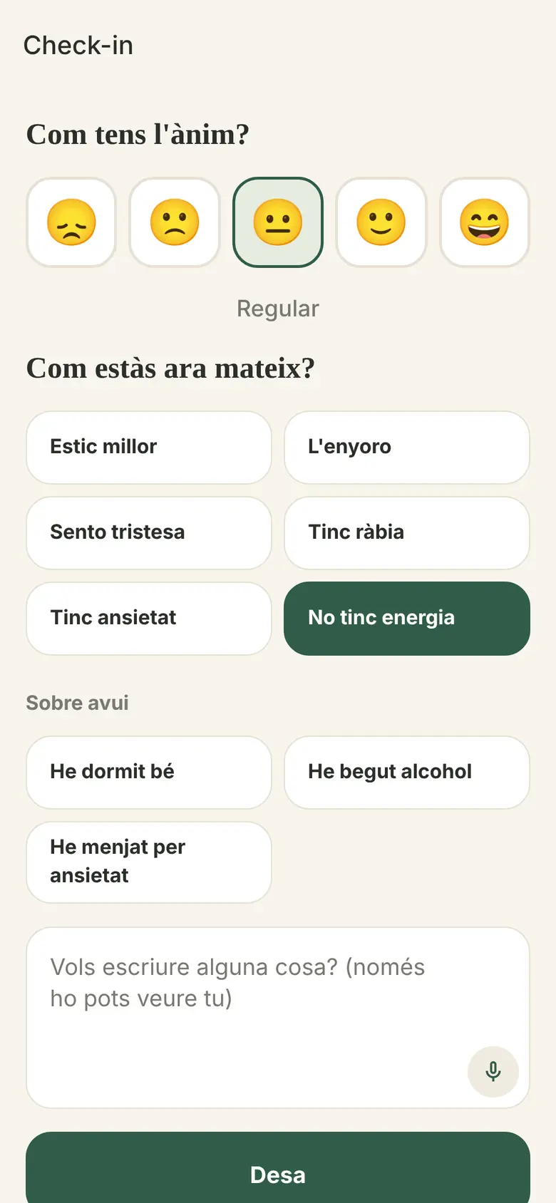 Check-in emocional