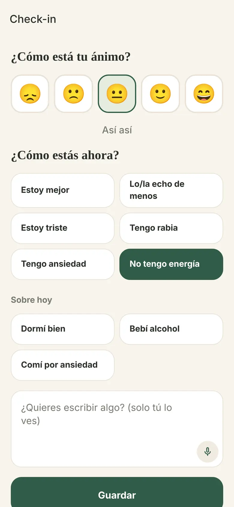 Check-in emocional