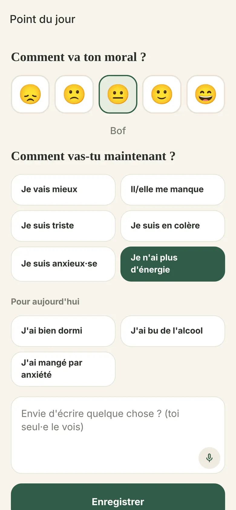 Check-in émotionnel