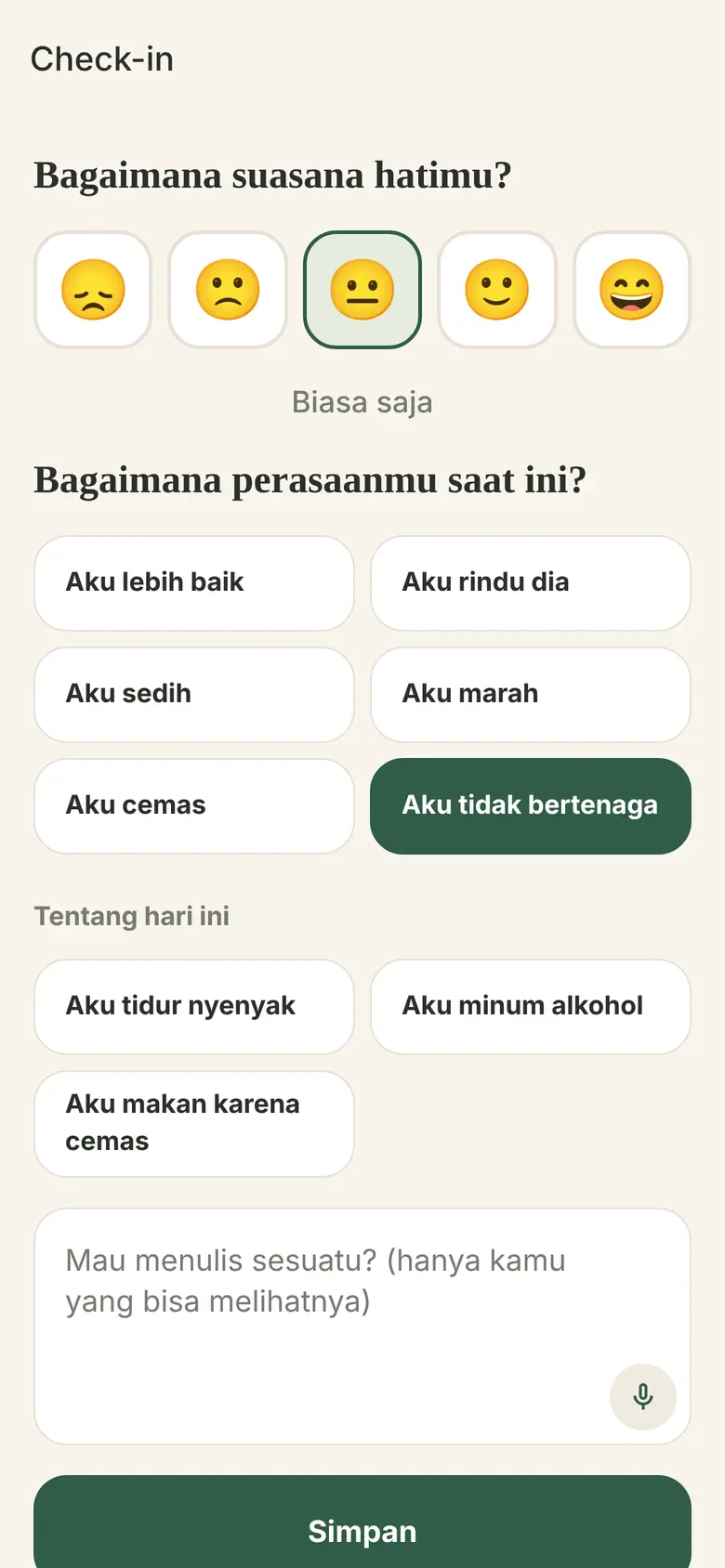 Check-in perasaan