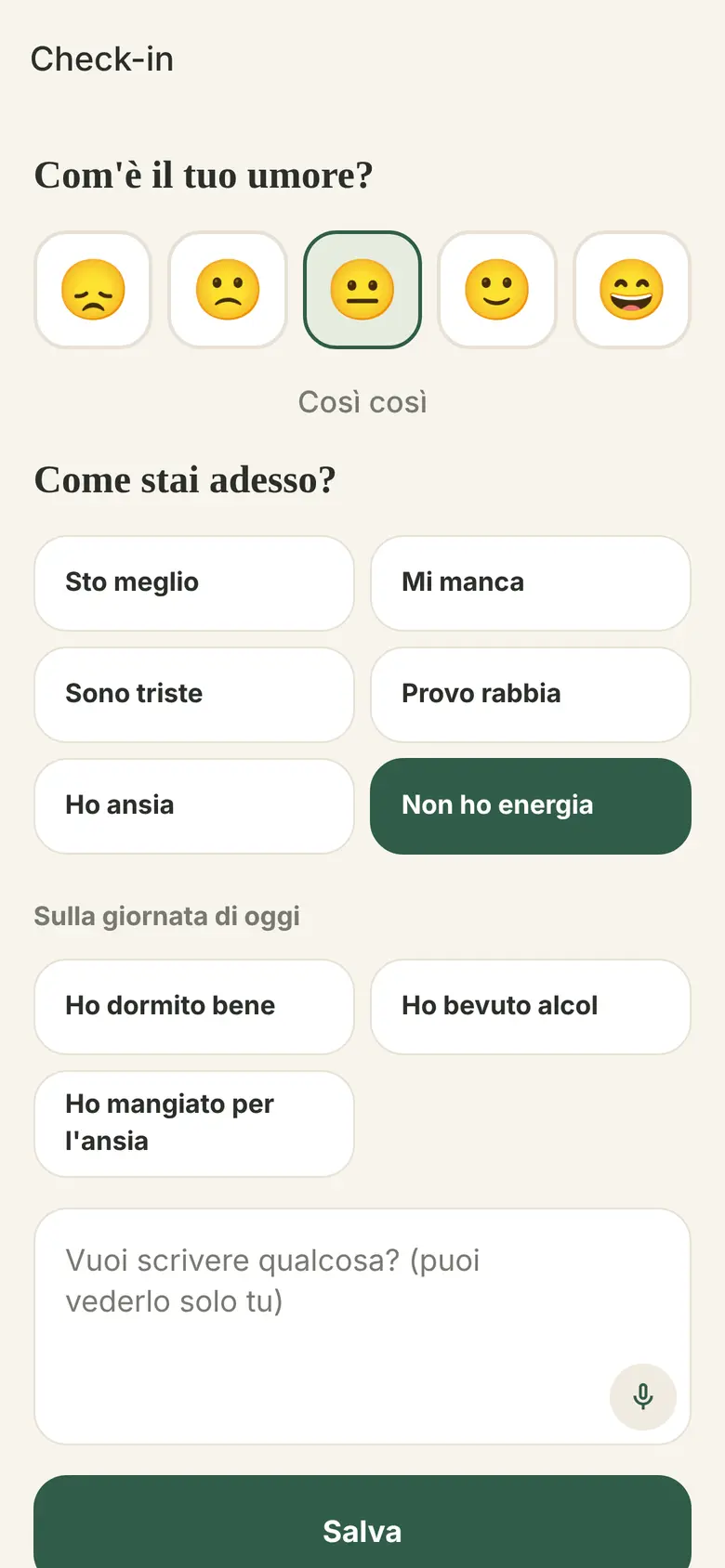 Check-in emotivo