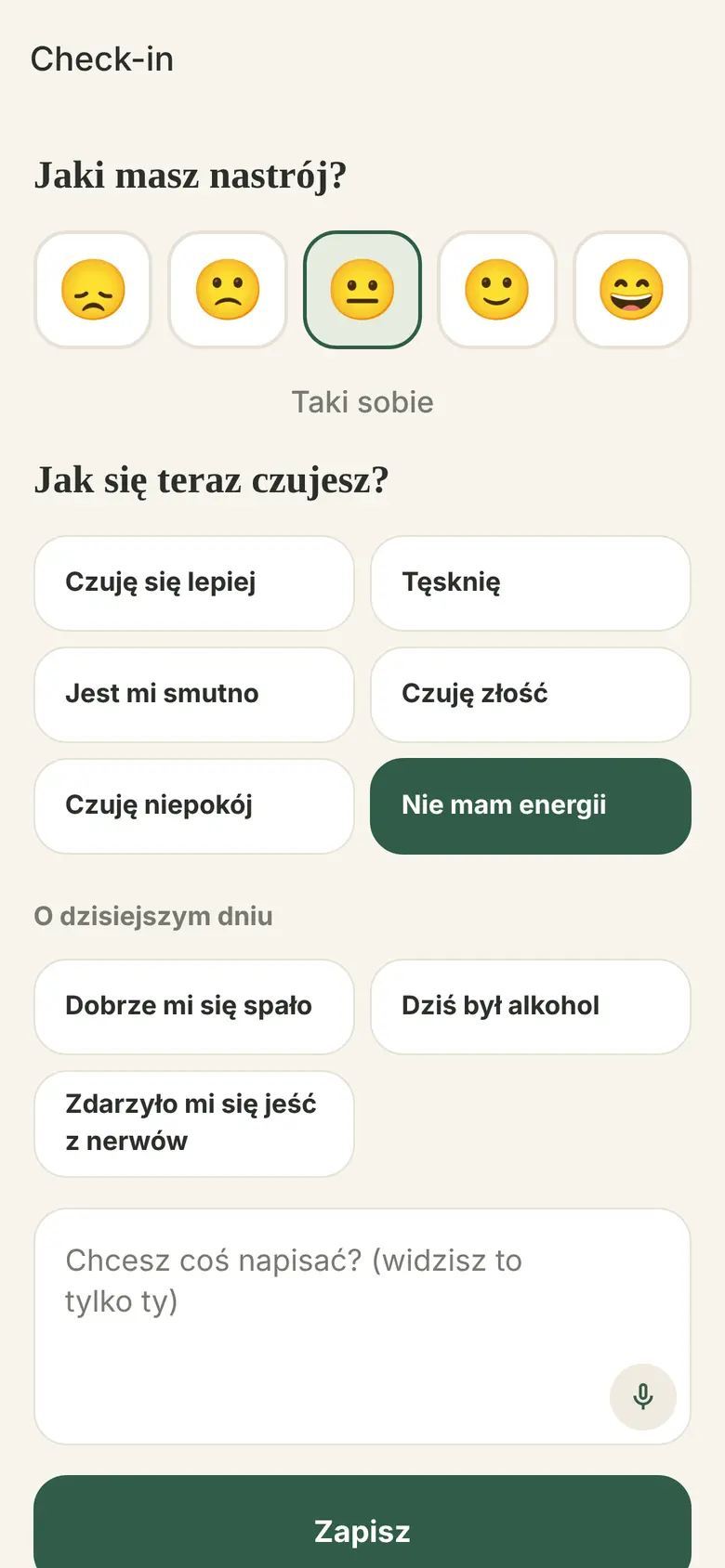 Check-in emocji