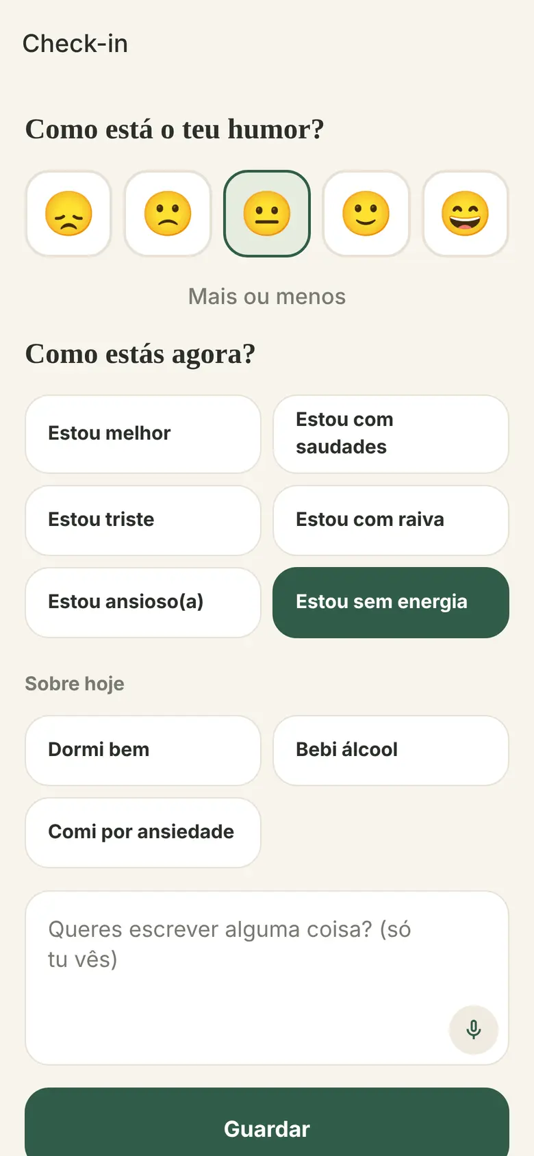 Check-in emocional