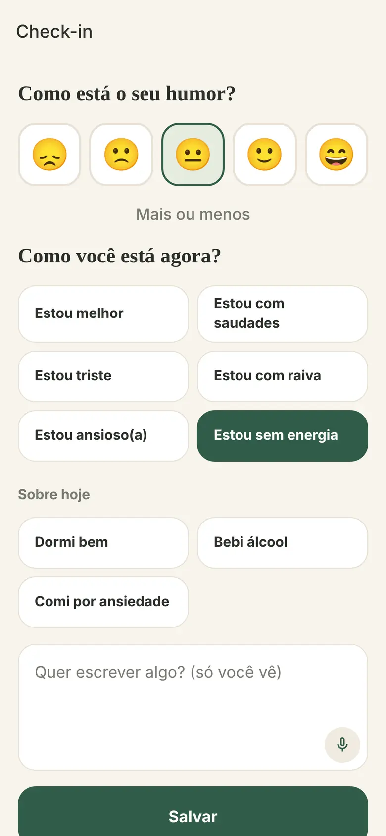 Check-in emocional