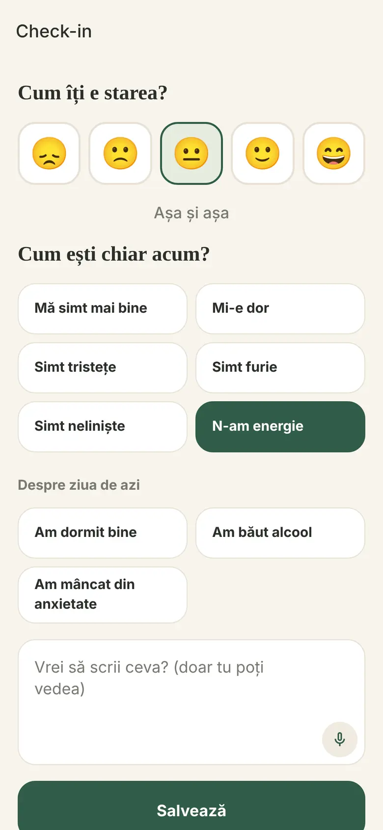 Check-in emoțional